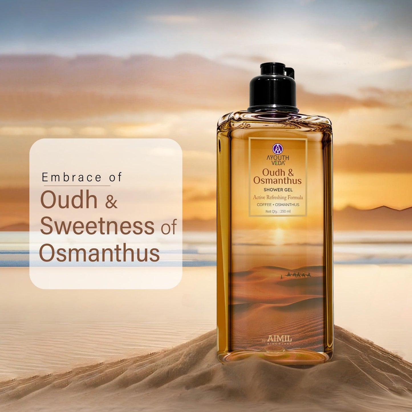 Oudh & Osmanthus Shower Gel with Coffee | Aromatic Body Wash for Revitalizing & Hydrating Skin | Sulfate-Free Luxury Cleanser for Men & Women | (250 ml) 250ml