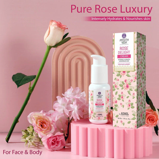 Rose Delight Face Cream for Women & Men | With Real Rose Extracts & Sunflower Oil | Natural Moisturizer for Hydrated & Nourished Skin | For All Skin Types (30g) 30g