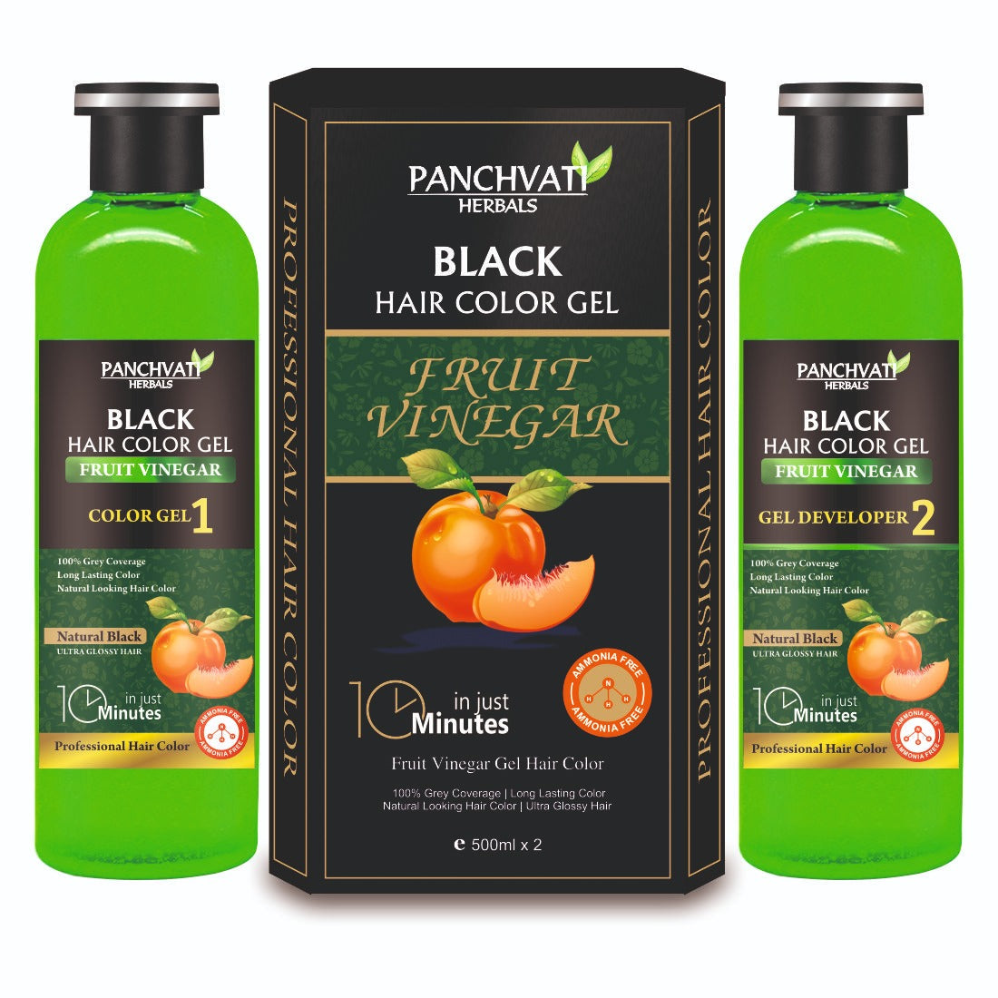 Fruit Vinegar Black Hair Color Gel 200ml x 2 Pack of 2