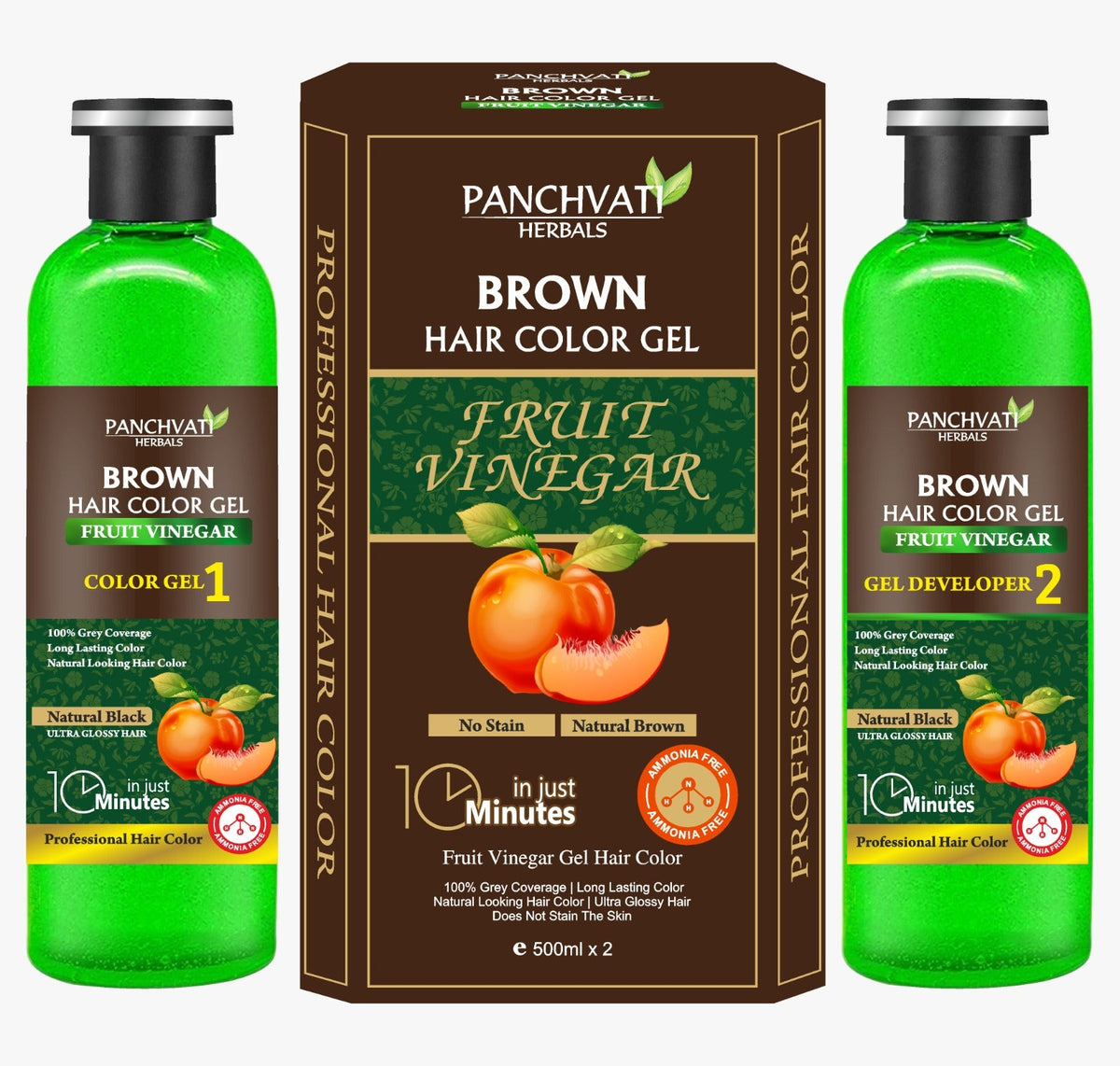 Brown Hair Color Gel Fruit Vinegar 1L x 2