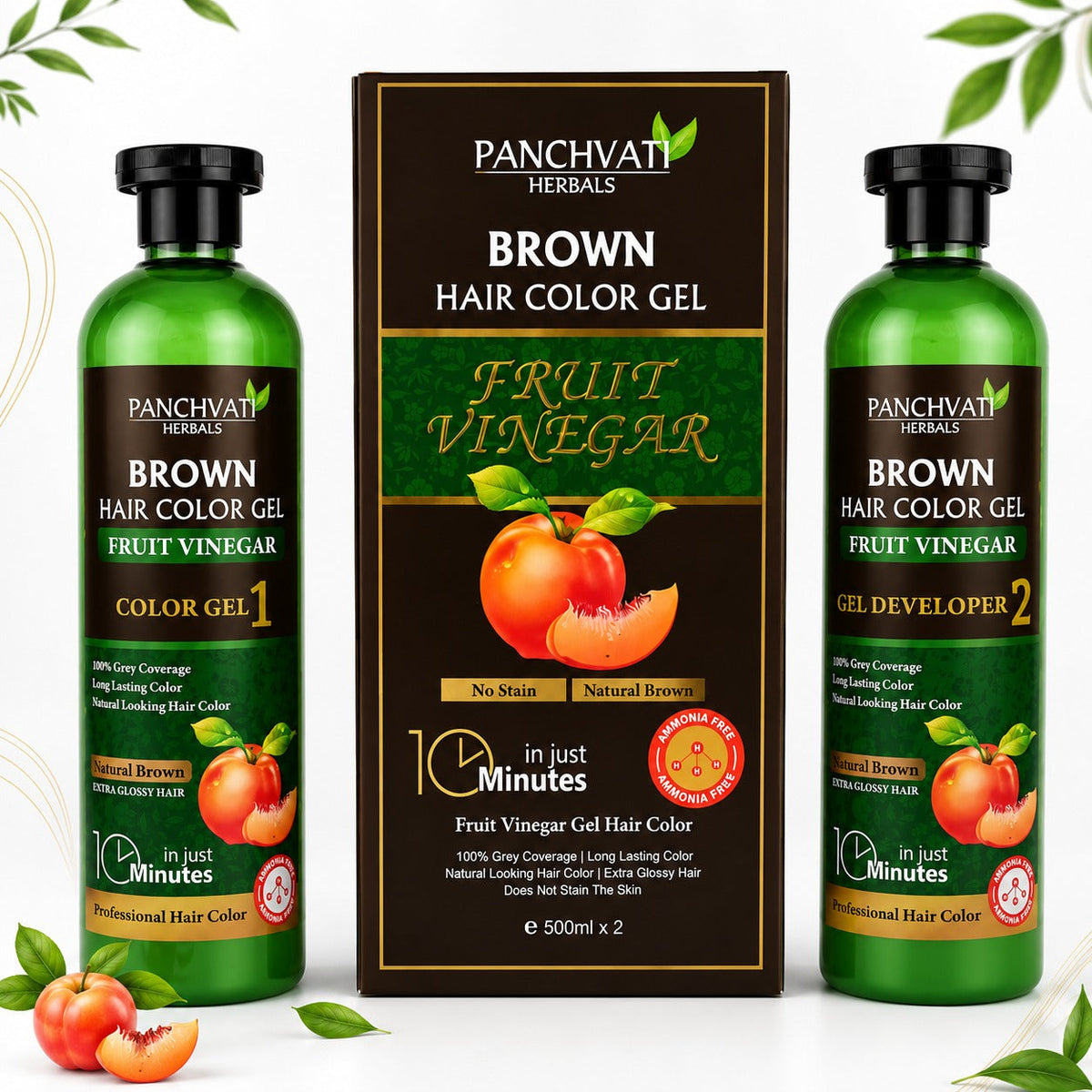 Brown Hair Color Gel Fruit Vinegar 500ml x 2