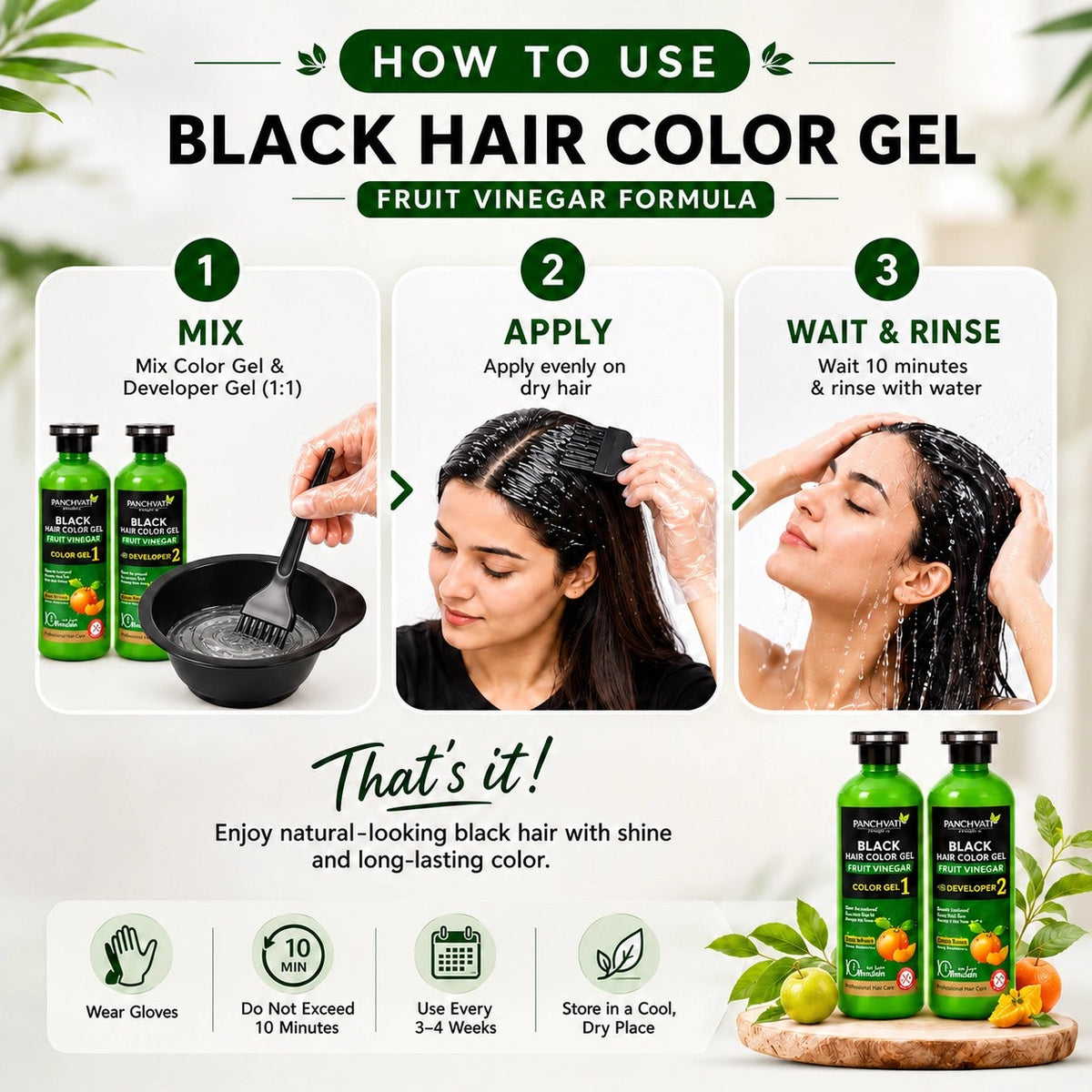 Black Hair Color Gel Fruit Vinegar 500ml x 2