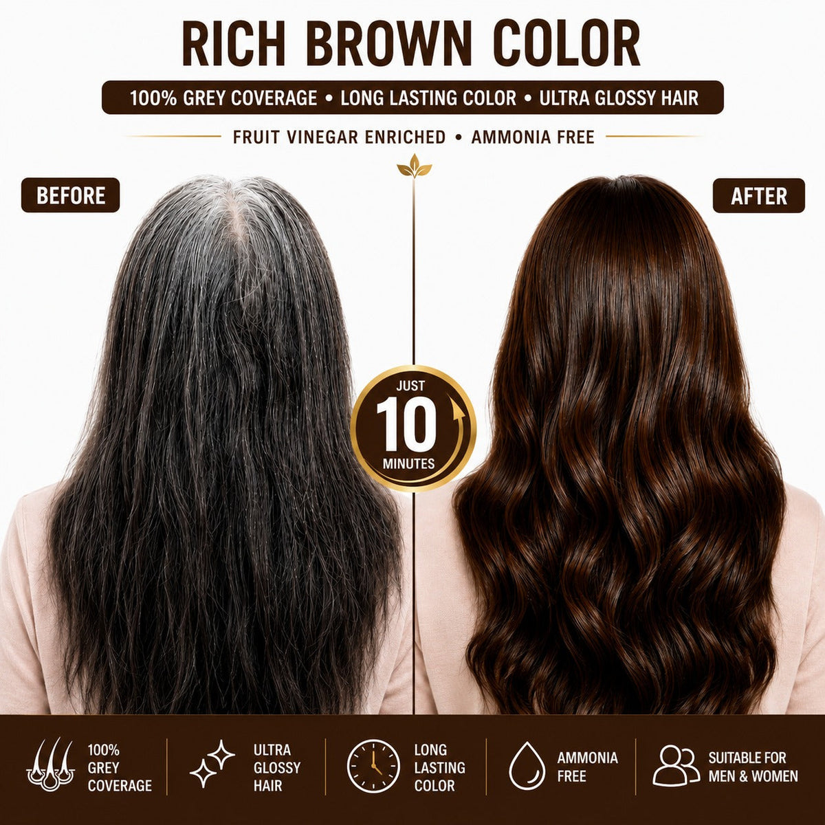 Fruit Vinegar Brown Hair Color Gel 25ml x 10 Sachets