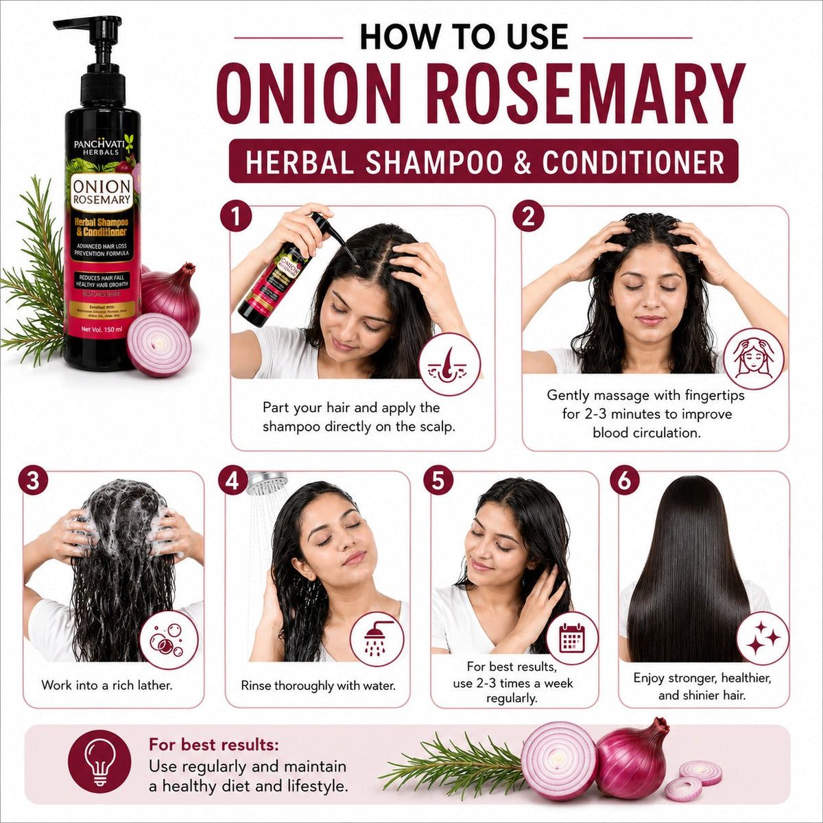 Onion Rosemary Herbal Shampoo & Conditioner 150ml x 2