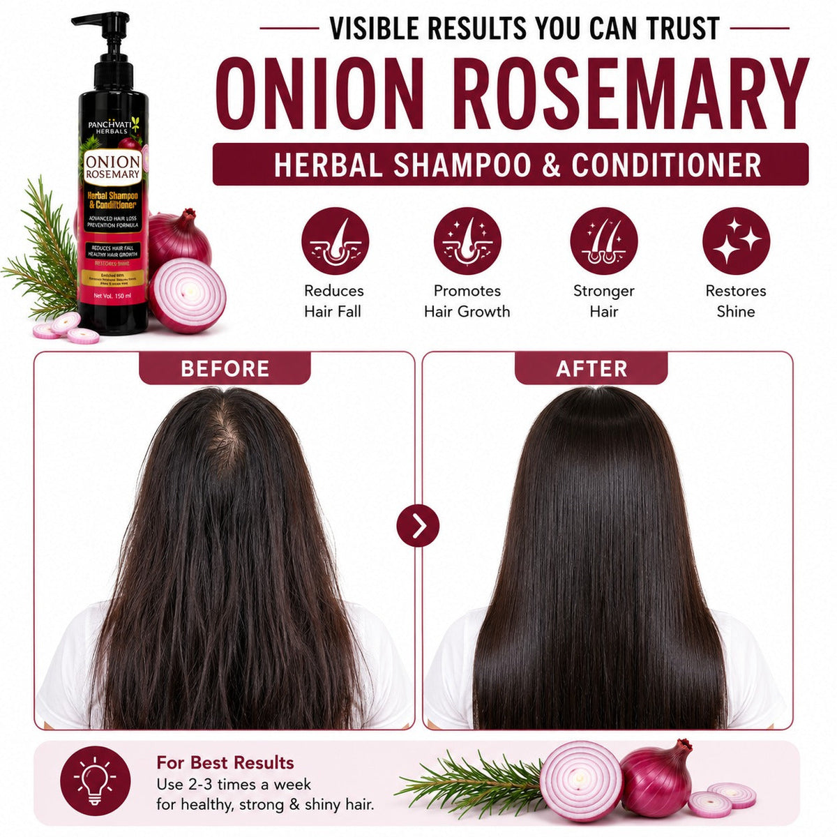 Onion Rosemary Herbal Shampoo & Conditioner 150ml x 2