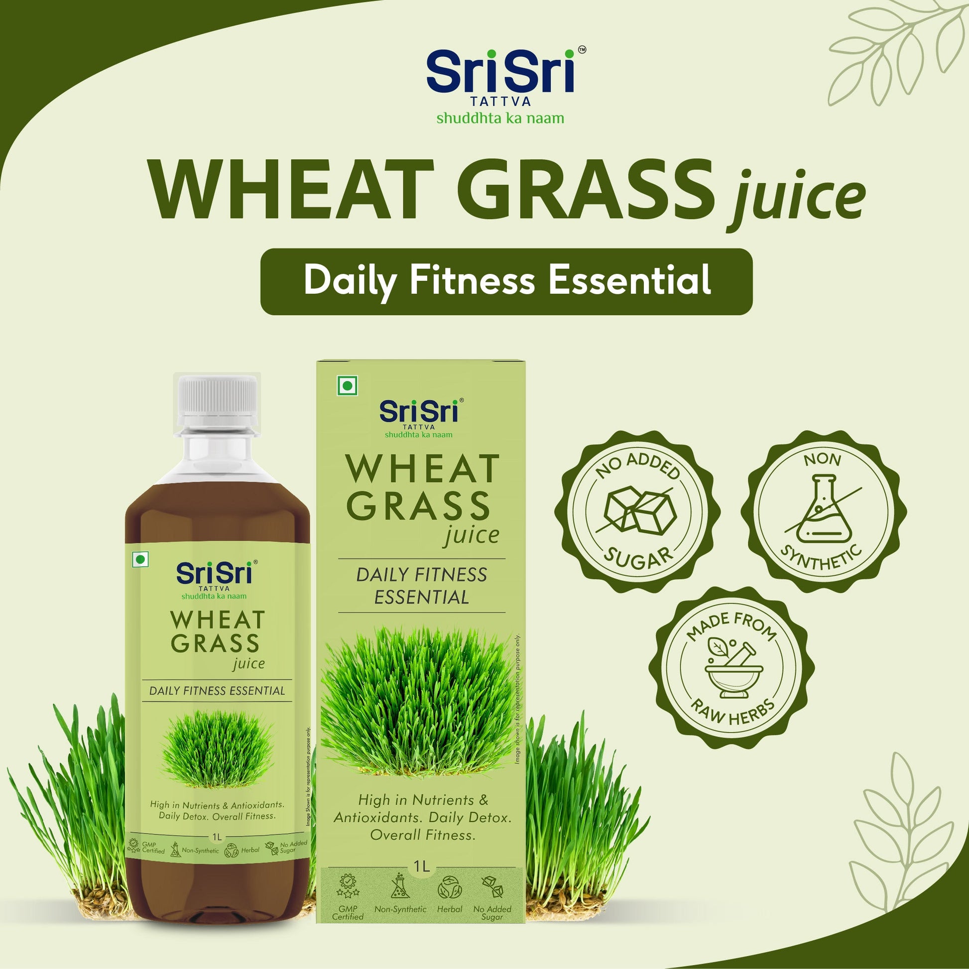 Wheat Grass Juice - Daily Fitness Essential | High In Nutrients & Antioxidants, Daily Detox, Overall Fitness | 1 L 1L