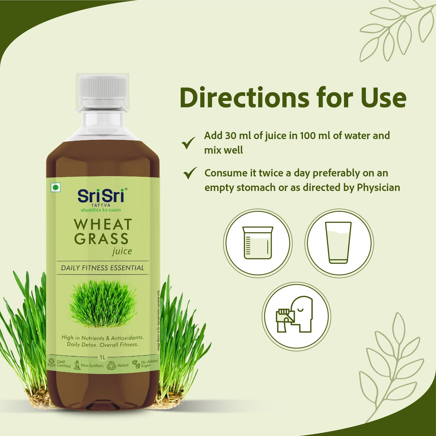 Wheat Grass Juice - Daily Fitness Essential | High In Nutrients & Antioxidants, Daily Detox, Overall Fitness | 1 L 1L