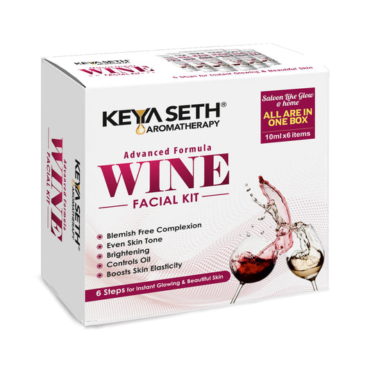 Wine Facial Kit 6 Steps Enriched with Red Grape Seed Extract for Instant Glowing, Blemish-free Even Complexion Increase Elasticity & Circulation 60g
