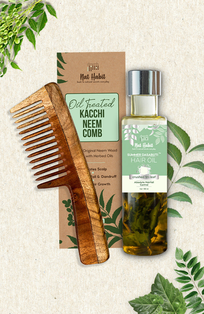 Wide Tooth Comb & TriLeaf DASABUTI Hair Oil コンボパック(2点)
