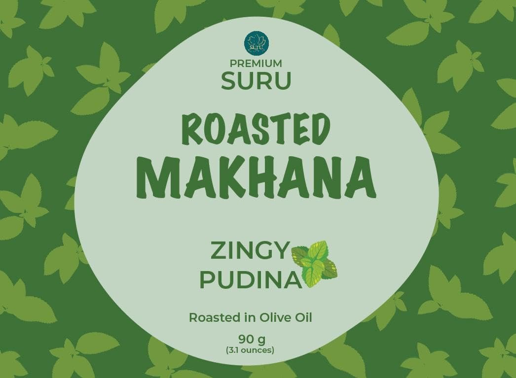 【SURU】 Zingy Pudina (Mint) Roasted Makhana｜ジンギープディナ（ミント） ローストマカナ（ハスの実）｜90g