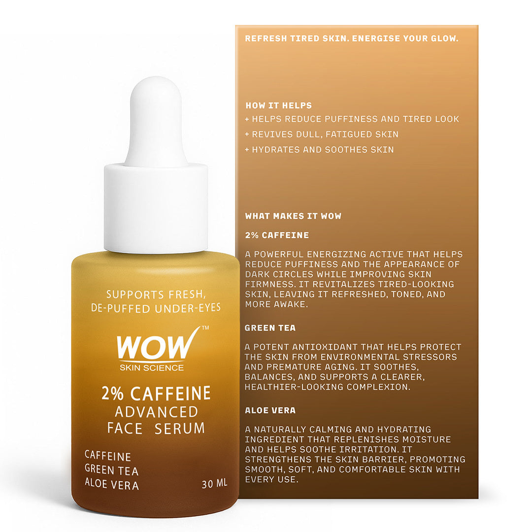 2% Caffeine Face Serum Reduce Puffiness & Revitalize Skin 30ml