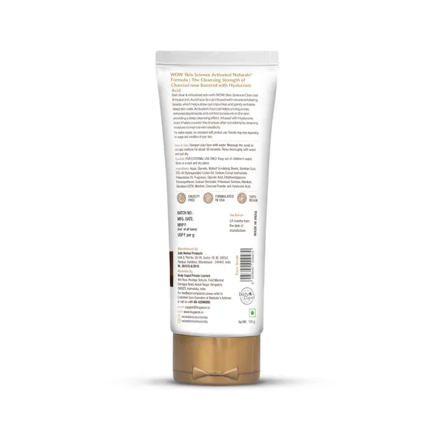 Activated Charcoal Face Scrub For Exfoliation Oil Control Deep Cleansing 100ml