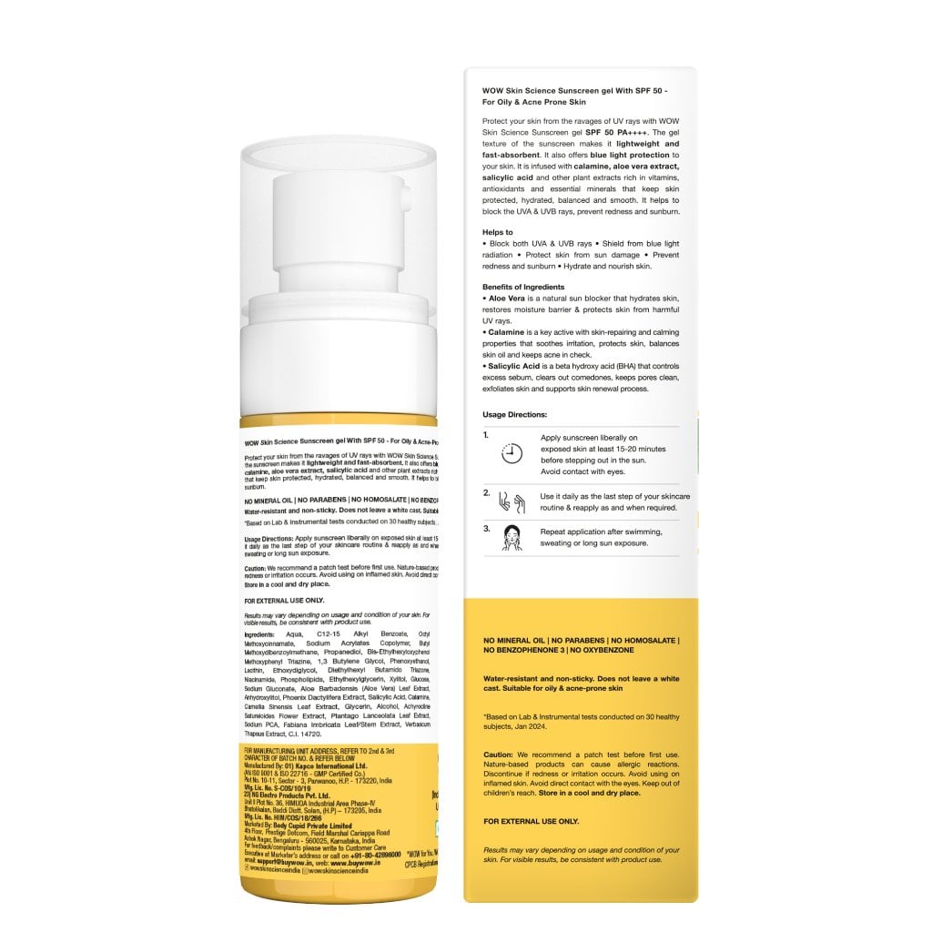 Sunscreen Gel Spf 50 Oily Skin 50ml