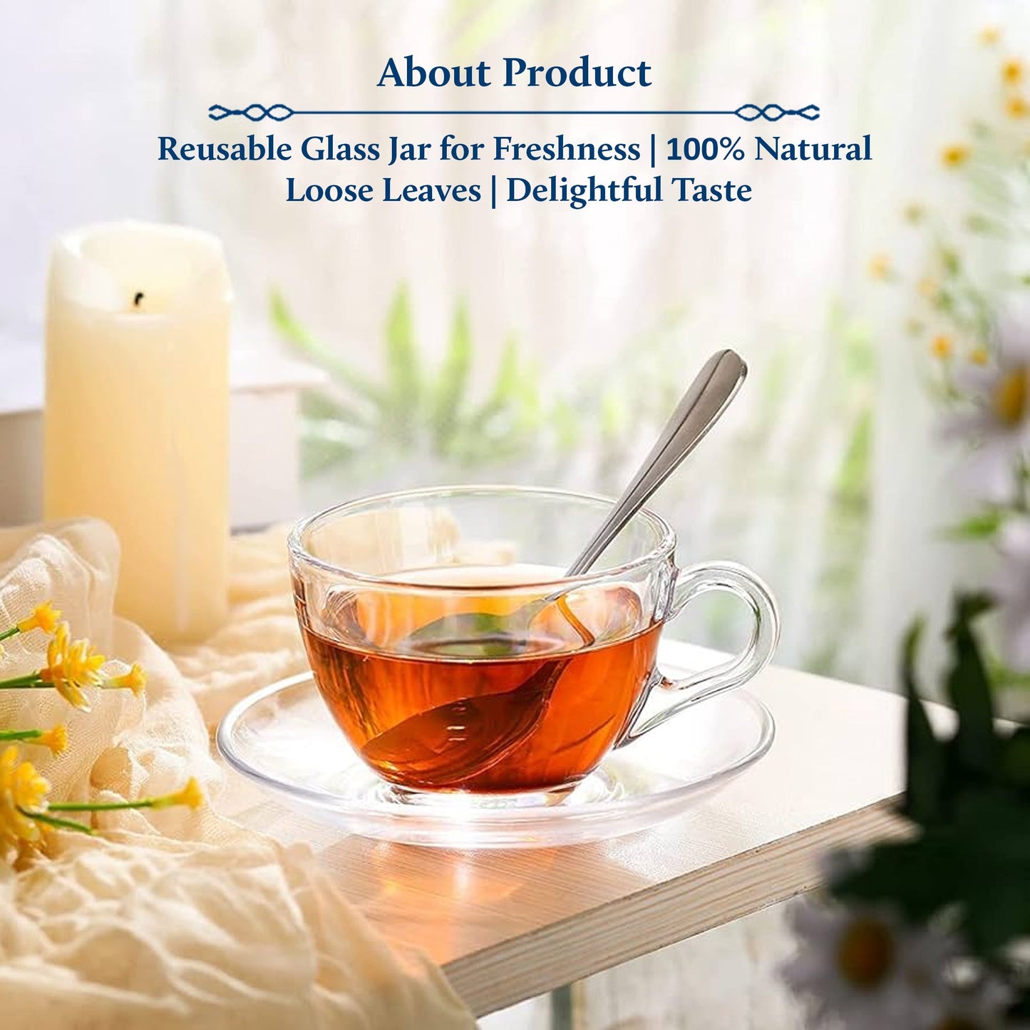 Digestive Aniseed Green Tea Air-Tight Glass Jar with Free Tea Infuser (65 g | 33 cups) 65g