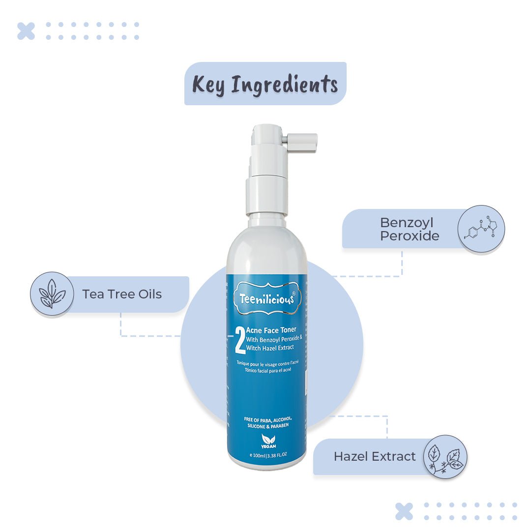 Teenilicious Acne Face Toner With Benzoyl Peroxide 100ml - For Inflamed Acne Prone Skin 100ml