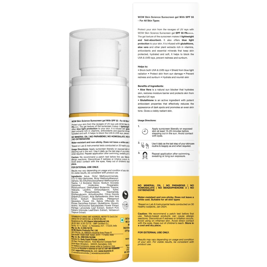 SPF 55 PA++++ Sunscreen Gel Broad-Spectrum & Hydration Protection 50 ML