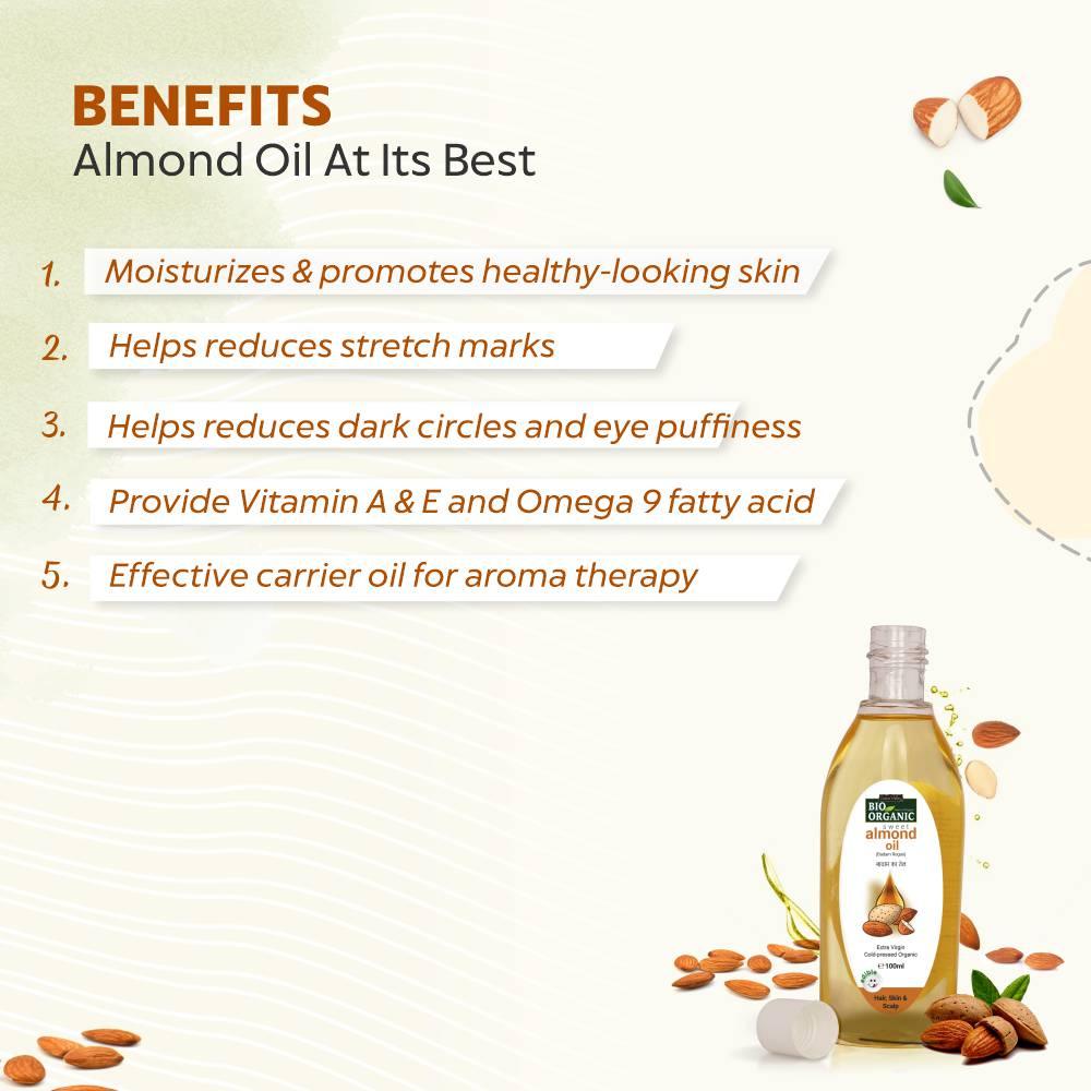 Bio Organic Sweet Almond Oil for Hair and Skin - 200ml 200ml