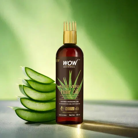【WOW Skin Science】 Aloe Vera Hair Oil Nourishing & Soothing for Stressed Scalp 100ml (with Comb Applicator)