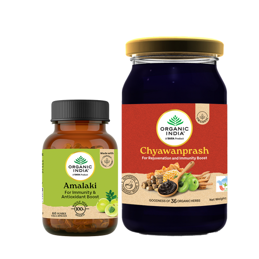 【Organic India】 Chyawanprash & Amalaki capsules Combo｜チャワンプラッシュ＆アマラキカプセル コンボ｜500 g + 60 Caps