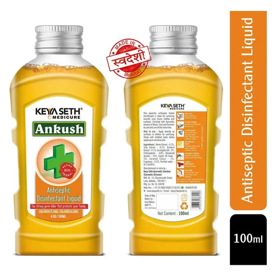 Ankush Antiseptic Disinfectant Liquid - First Aid, Medical, Multipurpose Personal Hygiene & Home Cleaner, Neem, Tulsi & Eucalyptus Essential Oil 100ml