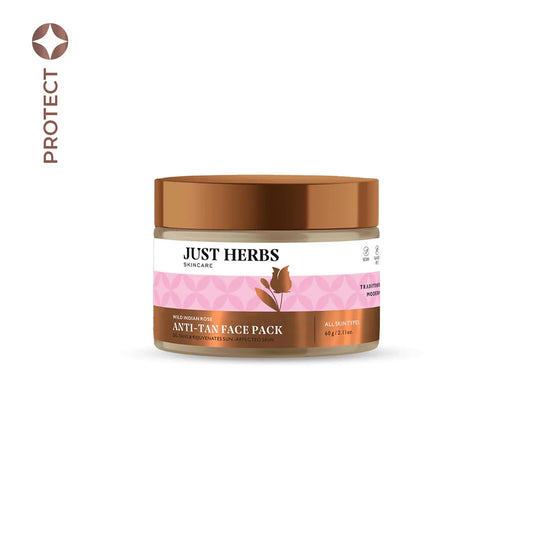Just Herbs アンチタン フェイスパック ワイルドインディアンローズ 60g のジャー