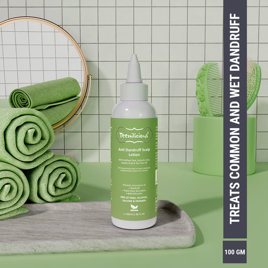 Teenilicious Anti-dandruff lotion with Salicylic Acid, Azelaic Acid & Tea Tree Oil for Folliculitis