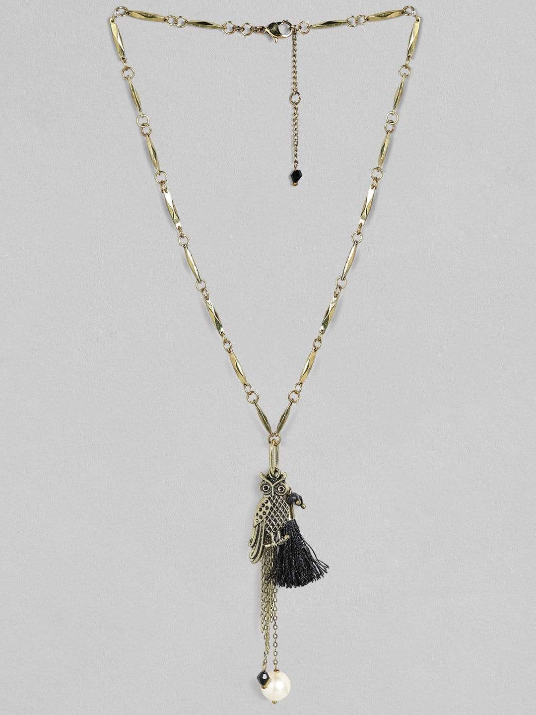 Rubans Antique Gold Plated Chain Tassel Pendant Boho Necklace Gold