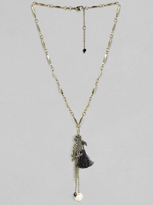 Rubans Antique Gold Plated Chain Tassel Pendant Boho Necklace Gold