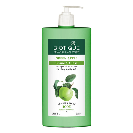【Biotique】 Green Apple Shine & Gloss Shampoo & Conditioner｜グリーンアップル Shine Gloss シャンプー コンディショナー｜650ML