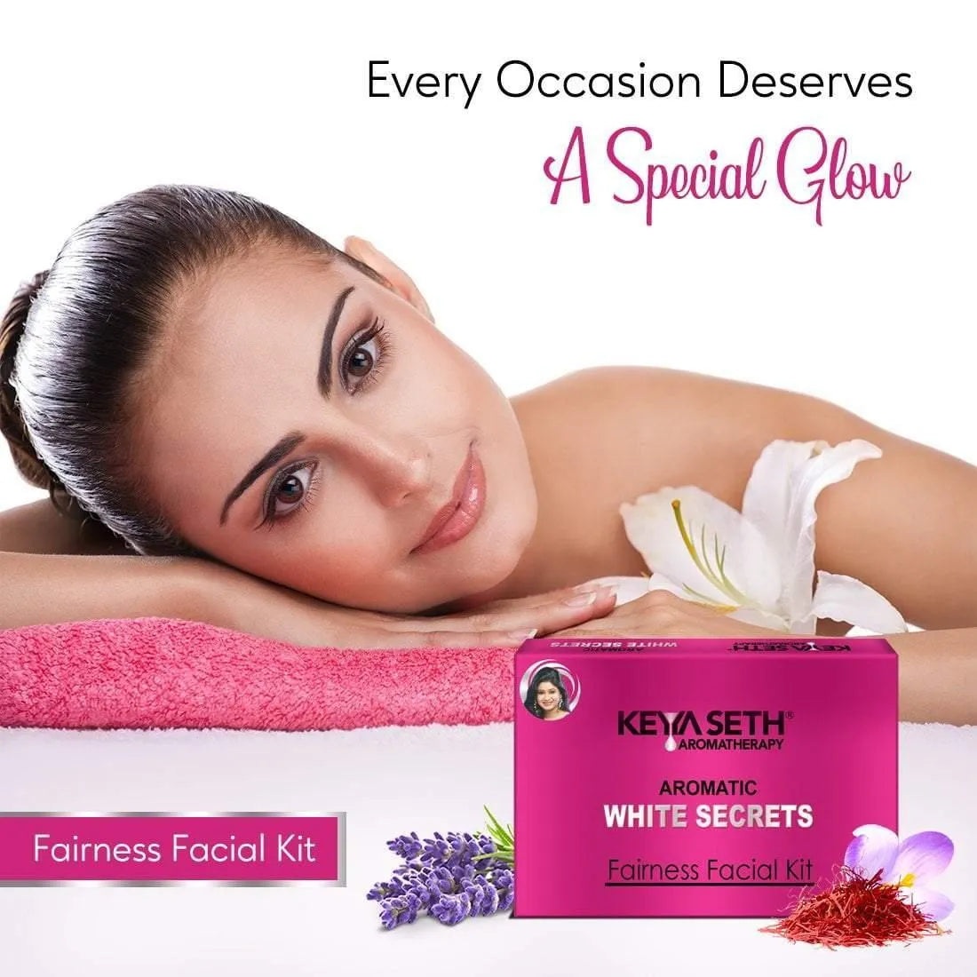 Aromatic White Secrets (Fairness Facial Kit) with Pure Essential oils & Fresh Green Herbs -Instant White, Bright, Shine & Youthful Glow Skin 23g
