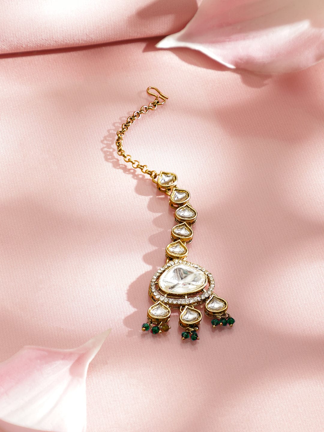 Artisanal Green & Polki Kundan Necklace Set フリーサイズ
