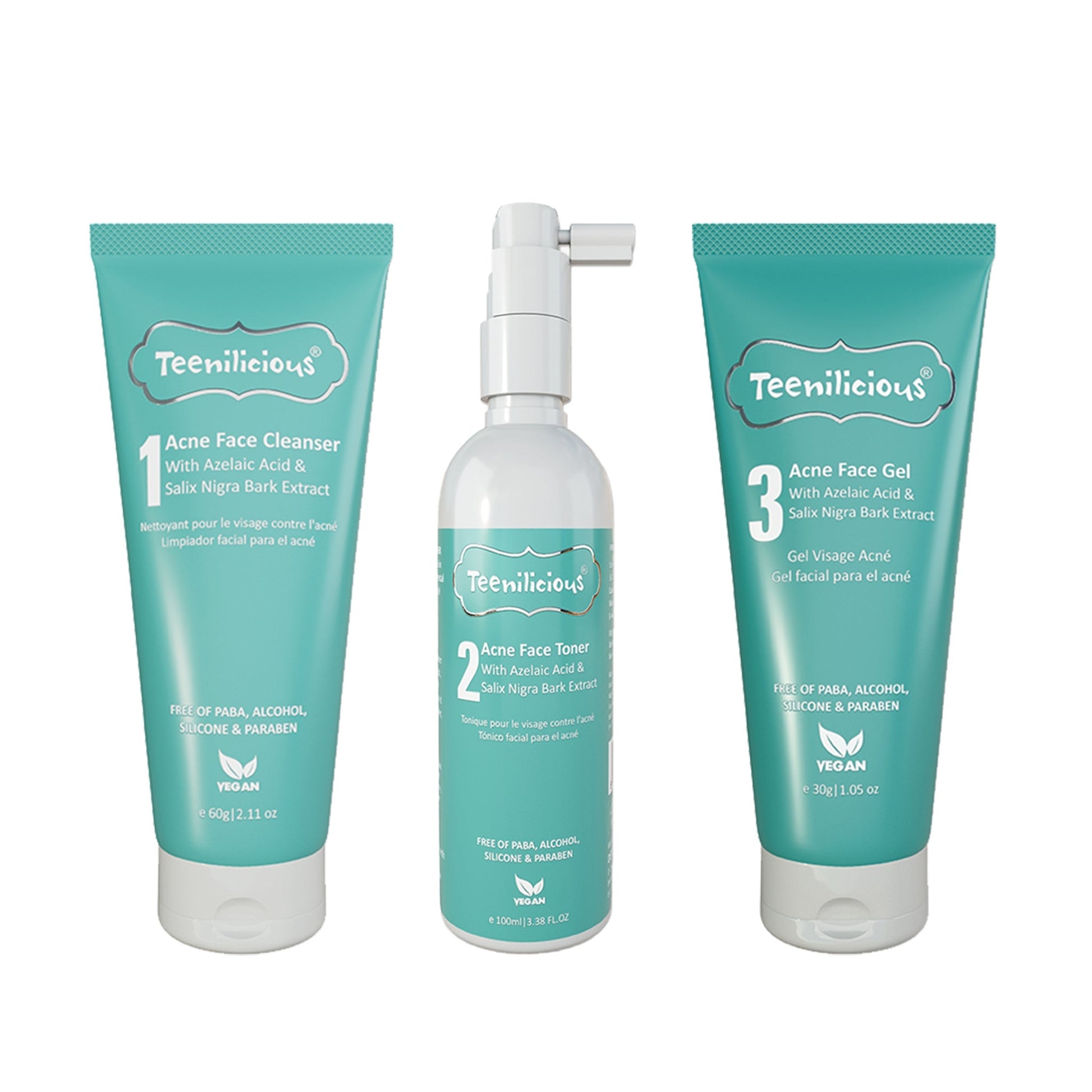 Teenilicious Azelaic Acid Acne Care Kit 190g - Acne Treatment For Dry & Sensitive Skin 190g