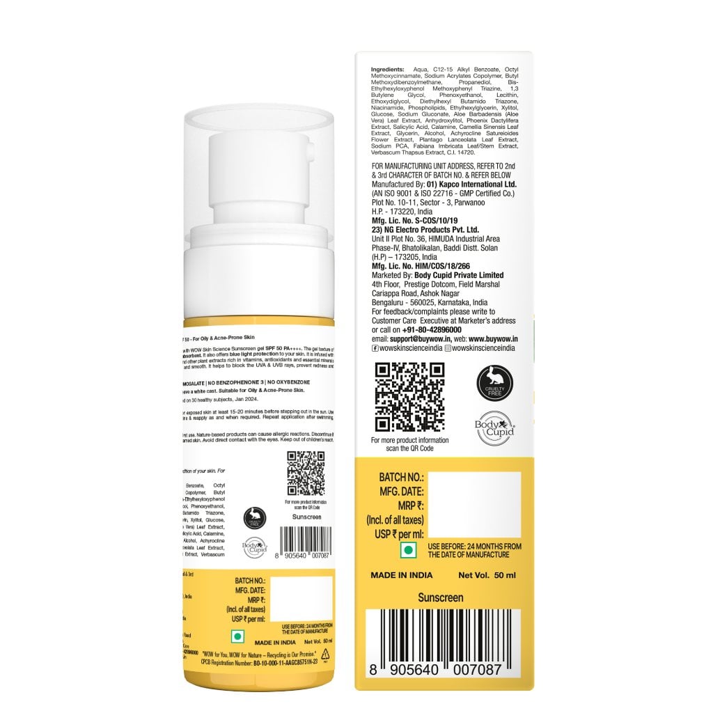 Sunscreen Gel Spf 50 Oily Skin 50ml