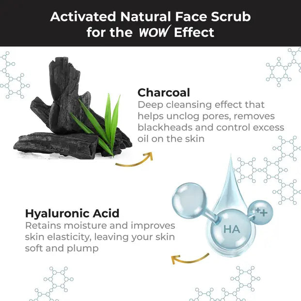 Activated Charcoal Face Scrub For Exfoliation Oil Control Deep Cleansing 100ml