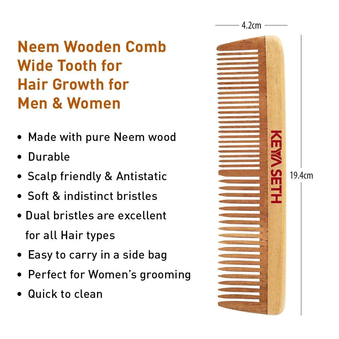 Handmade Neem Wooden Comb for Women Detangling, Promotes Hair Growth, Frizz Control, Perfect for Hair Partition, Suitable for All Hair Types, Dual tooth & Tail Comb Combo 100g