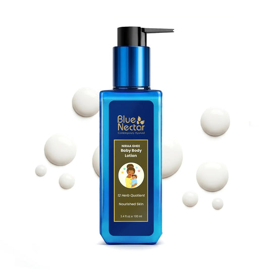 【Blue Nectar】 Niraa Baby Body Lotion with Natural Ghee for Nourished Skin (12 herbs)｜ニラー ベビー ボディローション ギー配合｜200ml