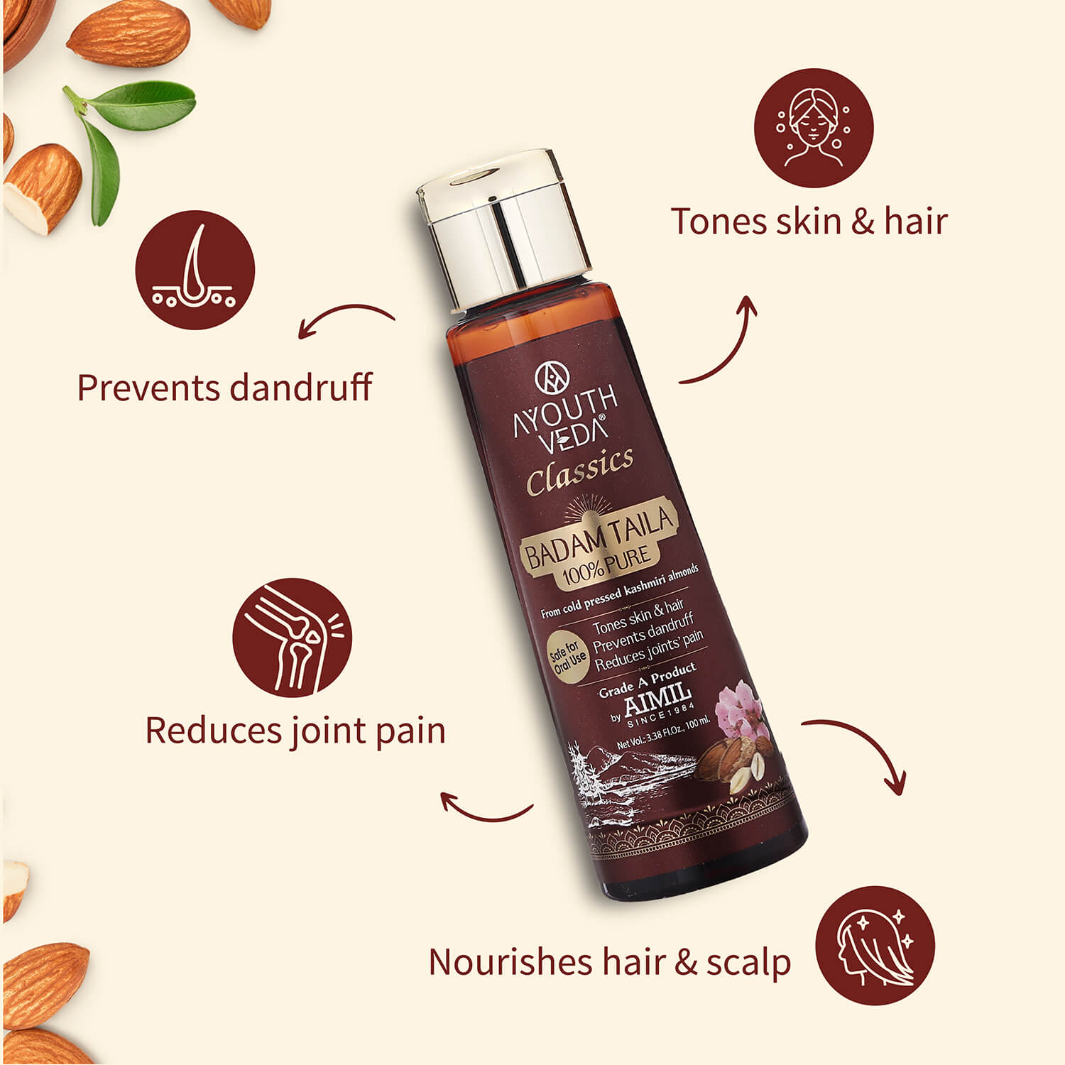 Badam Taila | 100% Pure Almond Oil ( Net Qty- 100ml) 100ml