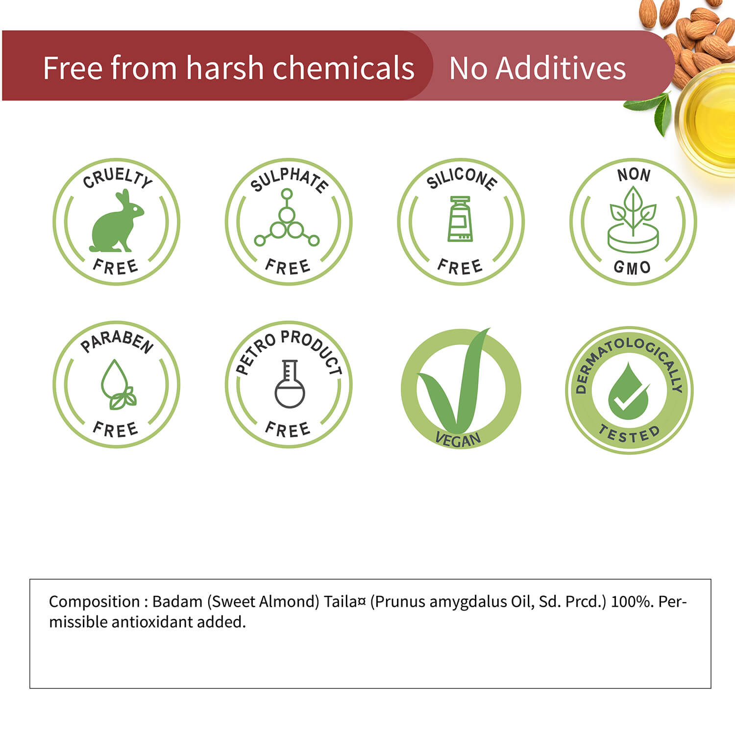 Badam Taila | 100% Pure Almond Oil ( Net Qty- 100ml) 100ml