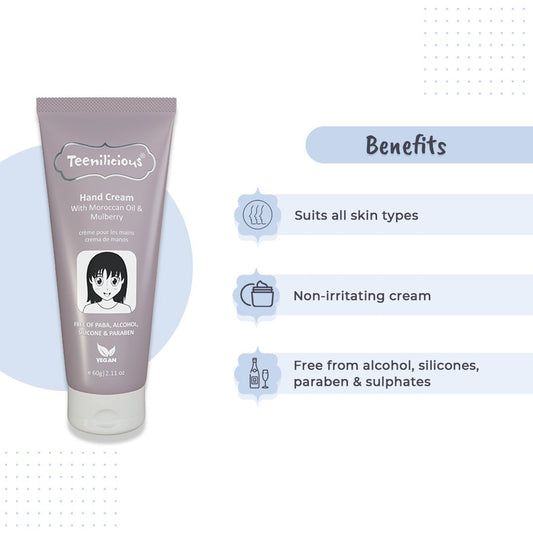 Teenilicious Hand Cream With Moroccan Oil & Mulberry - Hand Cream For Dry Hands