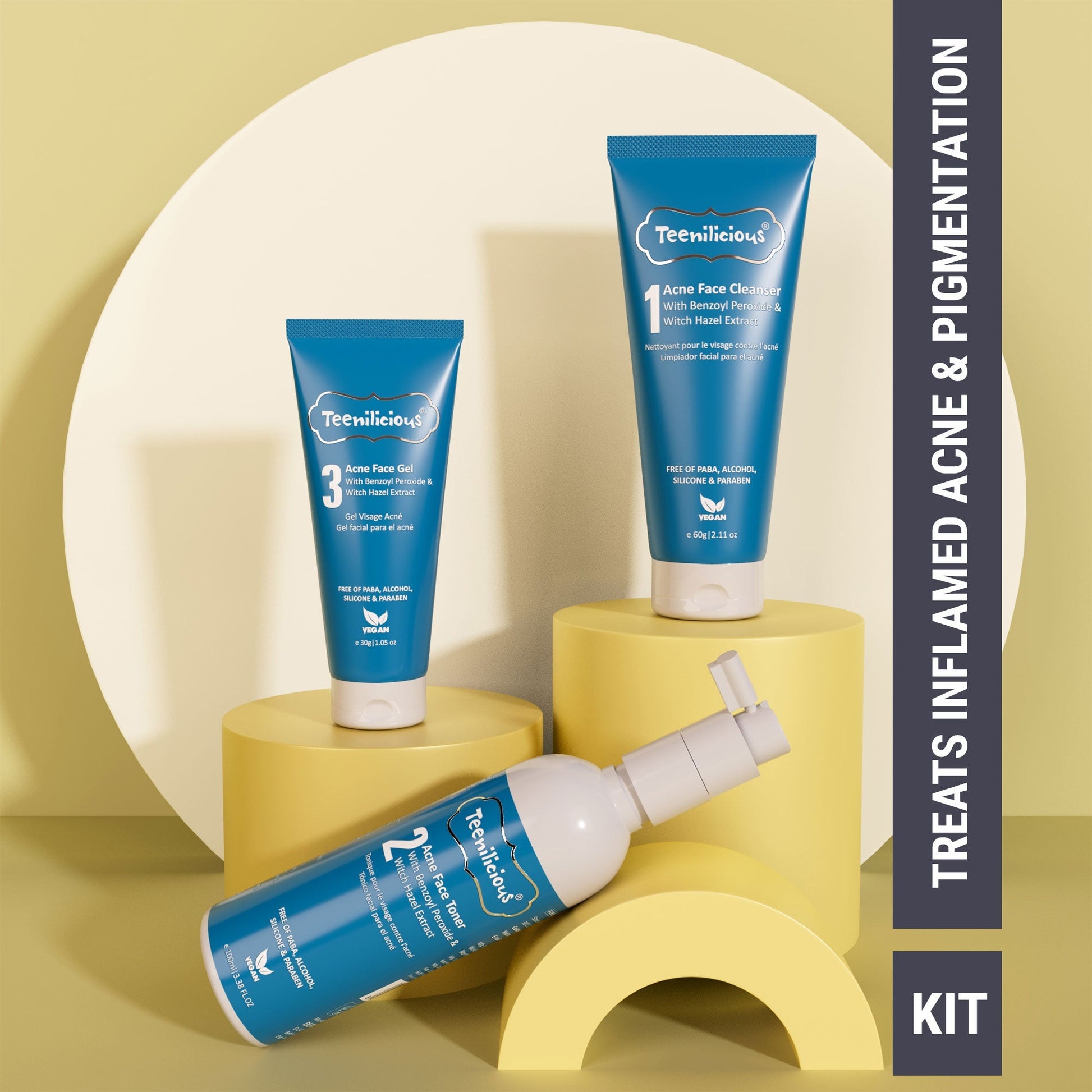 Teenilicious Benzoyl Peroxide Acne Care Kit 190ml - Inflammatory Acne Treatment 190ml