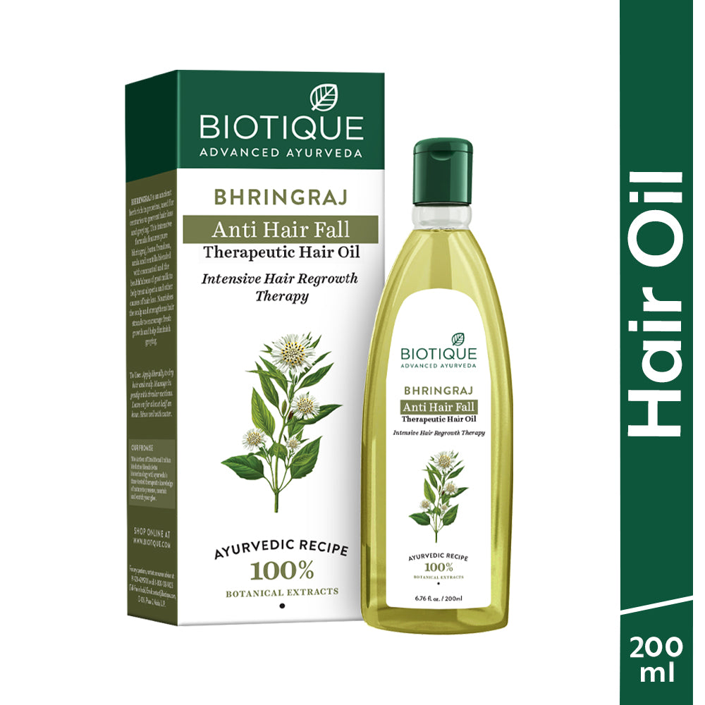 【Biotique】 Bhringraj Hair Strengthening therapeutic Hair oil 200ml PET Flat Bottle