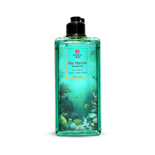 【Ayouthveda】 Bio Marine Shower Gel for Men & Women | Enriched with Lotus, Stone Flower & Water Chestnut | Detoxifies, Moisturizes & Rejuvenates | (250 ml)｜ビオ マリン シャワージェル｜250ml