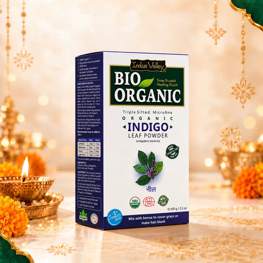 【Indus Valley】 Bio Organic Indigo Leaf Powder for Natural Hair Coloring｜ビオ オーガニック インディゴ リーフパウダー ナチュラルヘアカラーリング用｜Indigo Powder 100g（インディゴパウダー100g）