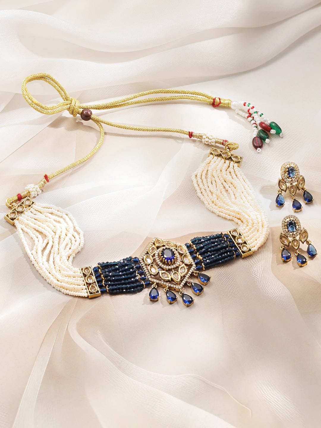 Blue Hues in Kundan Choker Set フリーサイズ