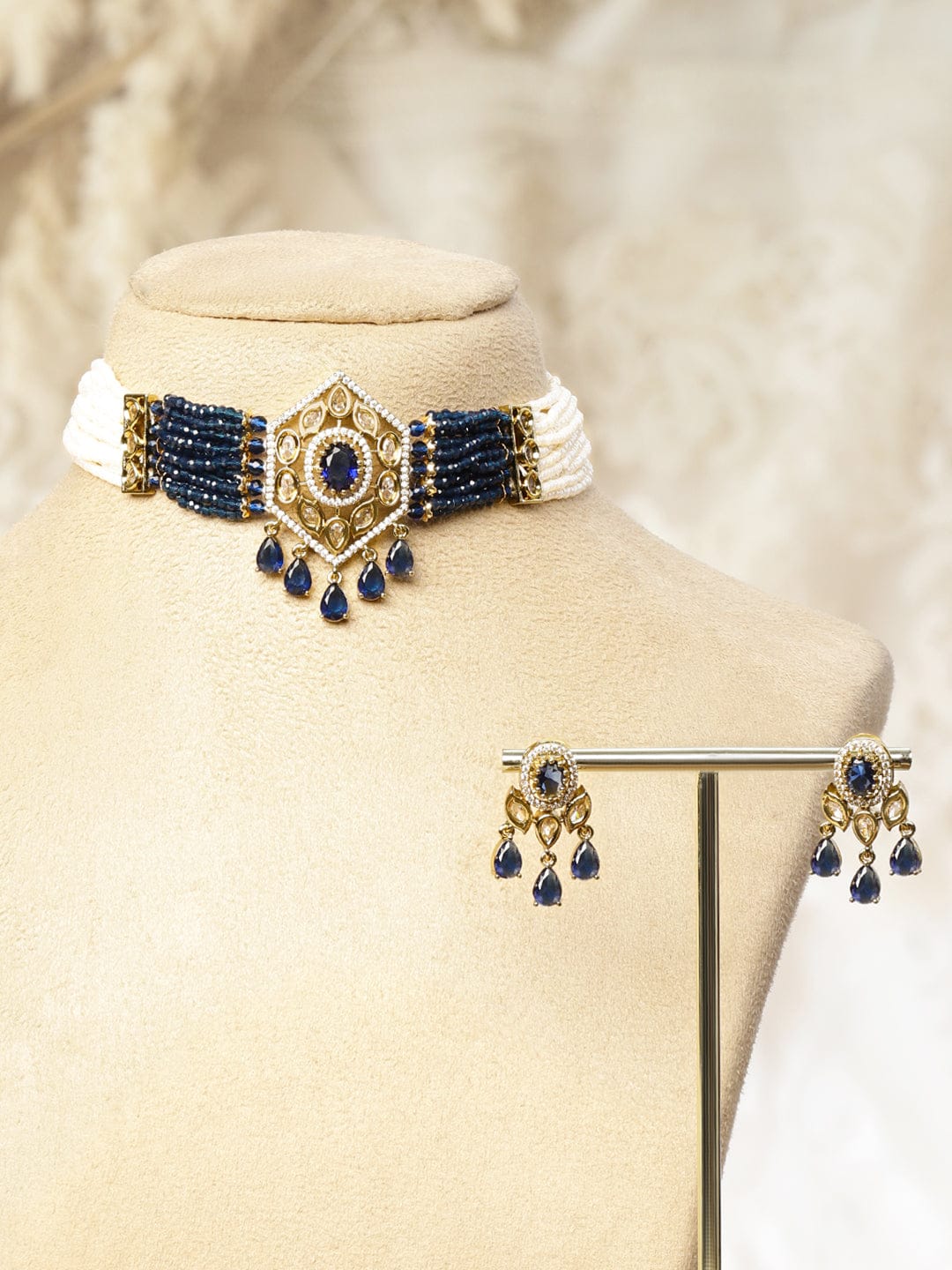 Blue Hues in Kundan Choker Set フリーサイズ