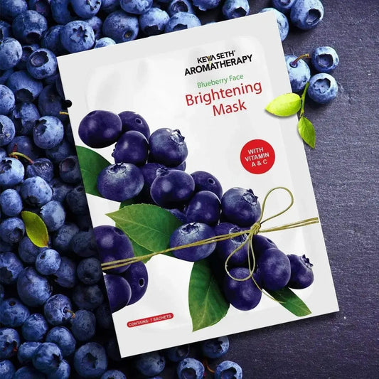Blueberry Face Brightening Mask, Vitamin C & A, Chamomile Extract for Skin Lightening & Nourishing Face Sheet Mask Pack of 1