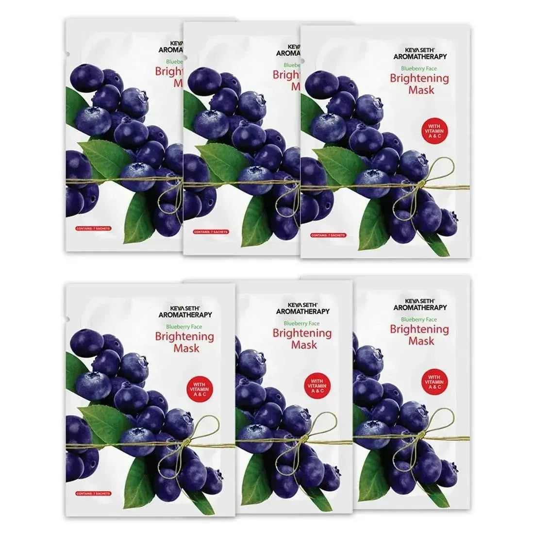 Blueberry Face Brightening Mask, Vitamin C & A, Chamomile Extract for Skin Lightening & Nourishing Face Sheet Mask Pack of 6