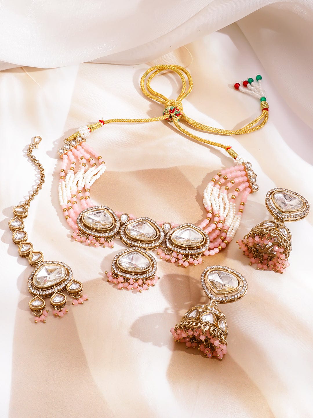 Blush with Polki Kundan Necklace Set フリーサイズ