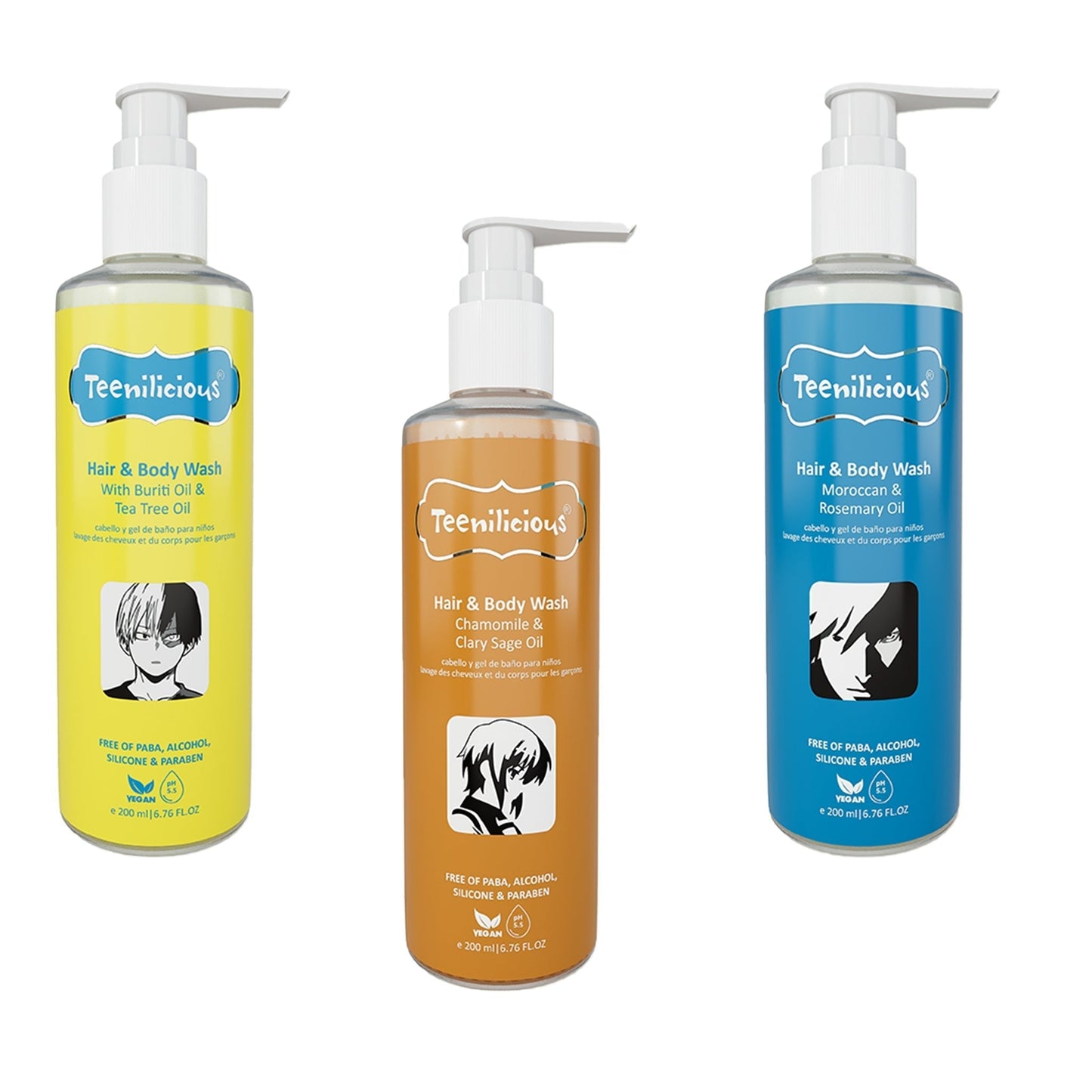 Teenilicious Hair And Body Wash Kit 600ml - All In One Hair & Body Wash Combo 600ml