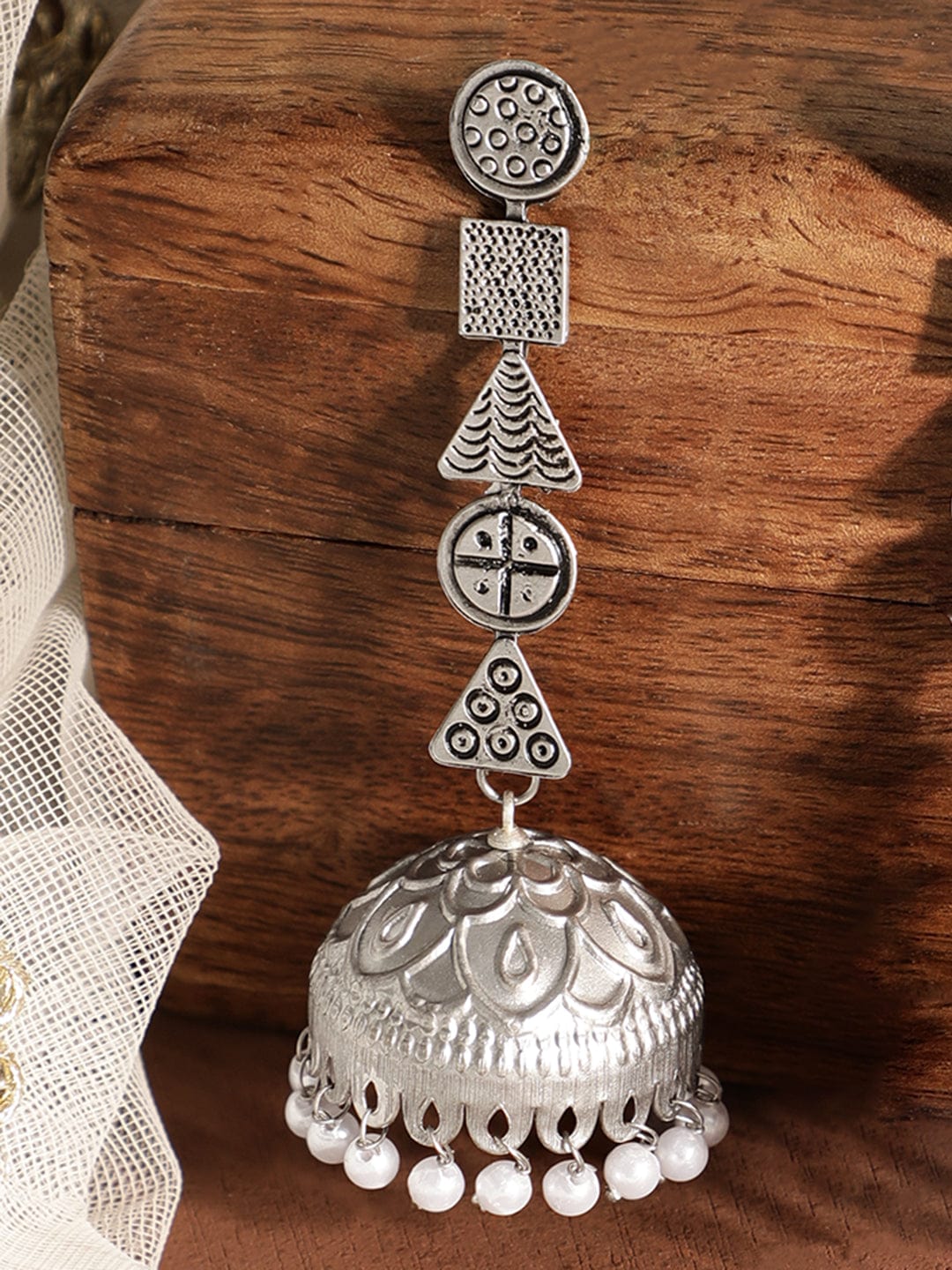 【Rubans】 Boho Elegance Oxidized Jhumka Earrings for Artistic Style｜ボーホーエレガンス オキシダイズド ジュムカイヤリング